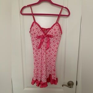 NWOT Jenni by Jennifer Moore Pink Polka Dots / Lips Kisses Chemise